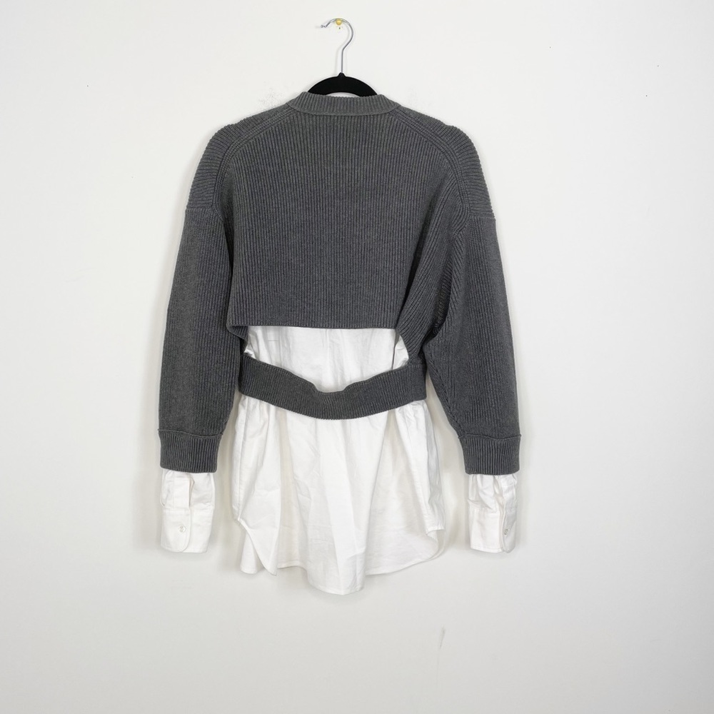 Alexander Wang Bilayer Crew Neck Oxford Cardian Sweater - Picture 7 of 11